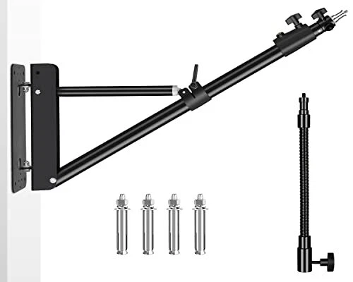 iFongsh 51"/130cm Adjustable Wall Mount Triangle Boom Arm with 9.8"/25cm Meta...