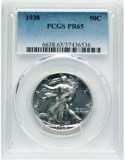 1938 50C Proof Walking Liberty Half Dollar - PCGS PR65