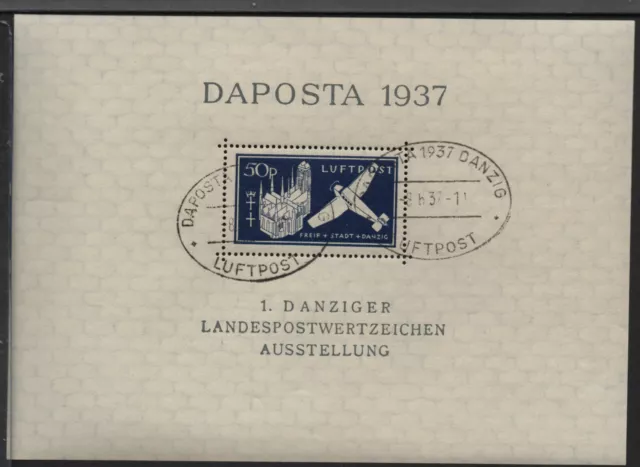 ✔️ GERMANY Deutsches Reich RARE DAPOSTA 1937. DANZIG BLOCK MNH** GUM