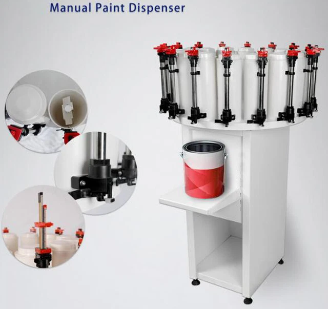 12Stations Electric Paint Colorant Dispenser Tinting Kit 2 Gauge with 2.3LDrum