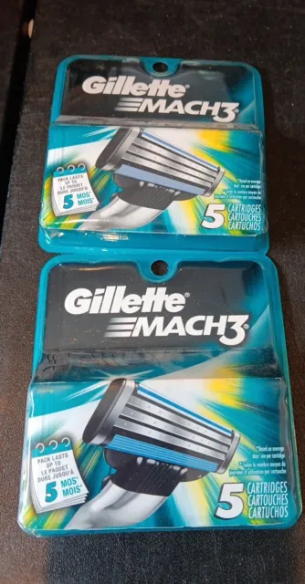 2 Pks. Gillette Mach 3 Razor Replacement Cartridges 5 Count (K90)