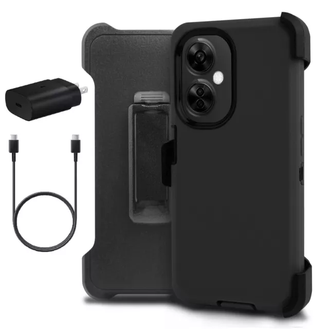 For OnePlus Nord N30 5G Case Built in Screen Holster Belt Clip + Fast Charger