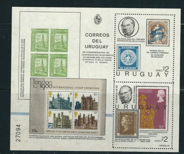 Uruguay 1979 Rowland Hill Souvenir Feuille VF MNH