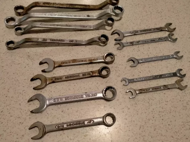 Bulk lot Vintage sidchrome ring/ open end spanners BS AF