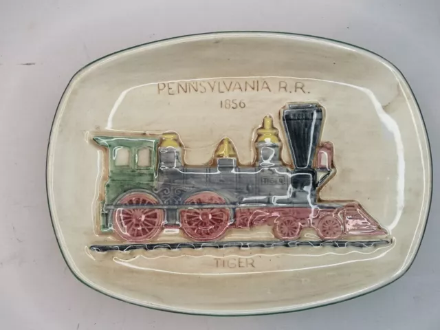 Pennsylvania Railroad 1856 Tiger Locomotive Plaque by Pennsbury Pottery