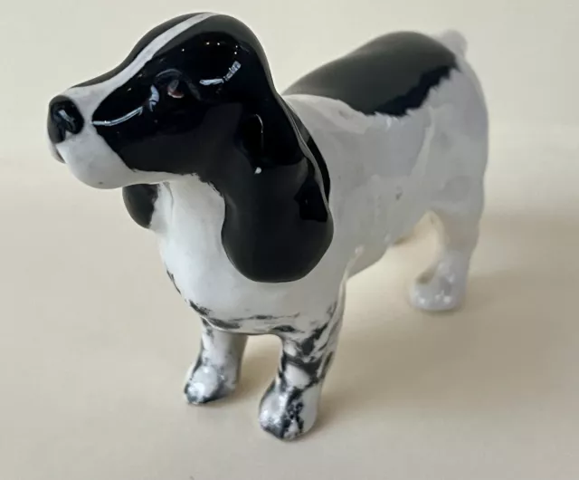 Vintage Beswick English Springer Spaniel Dog Figurine Black & White England