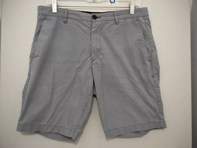 Theory Shorts Mens 32 Gray Zaine Chino Flat Front Light Casual Walk Stretch 9"