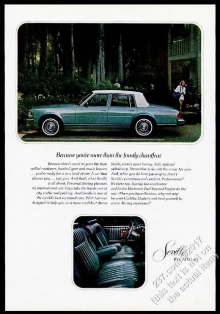 1976 Cadillac Seville mint green car photo vintage print ad