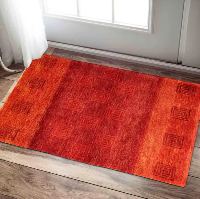 New Red Gabbeh 2'x3' ft Hand Knotted Oriental Style 100% Wool Area Rugs & Carpet