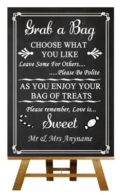 Shabby chic candy buffet sucré panier poème Personnalisé Mariage Signe 