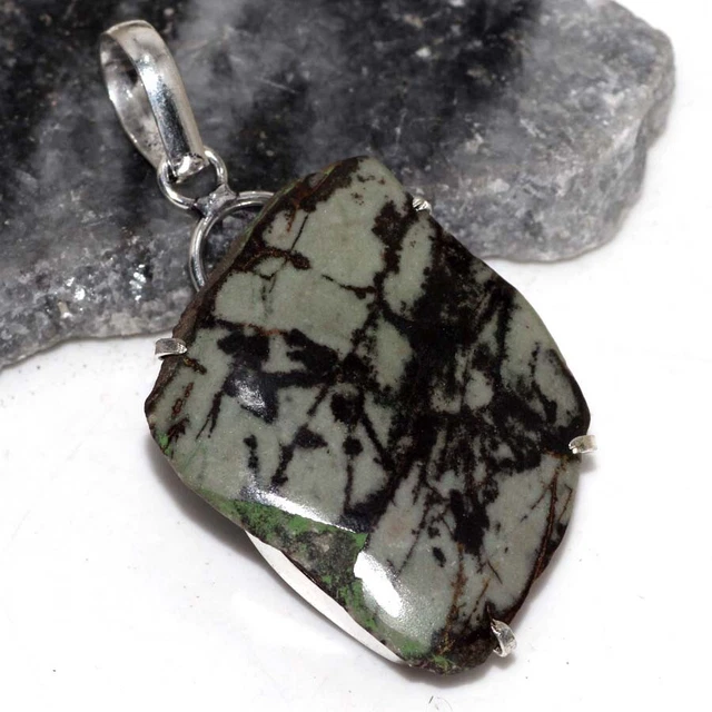 Picasso Jasper Rough 925 Silver Plated Gemstone Pendant 2.5" Anniversary Gift GW