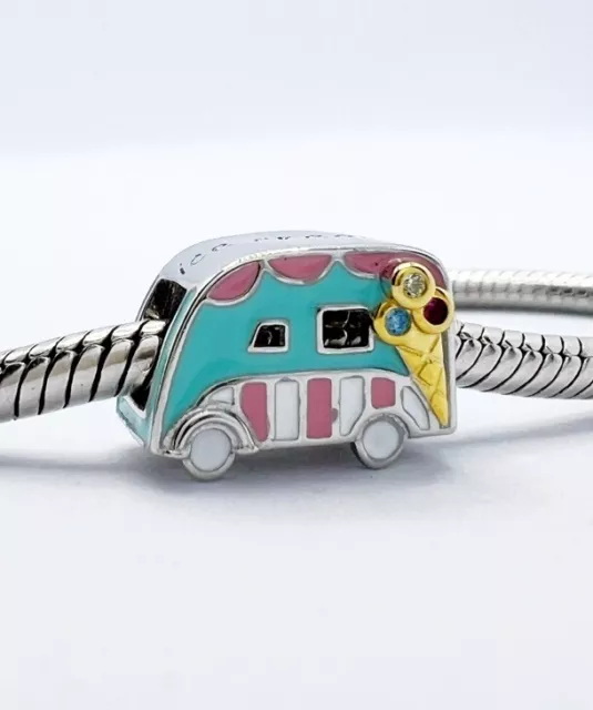 💖 Ice Cream Van Charm Bead With Cubic Zirconia Genuine 925 Sterling Silver 💖