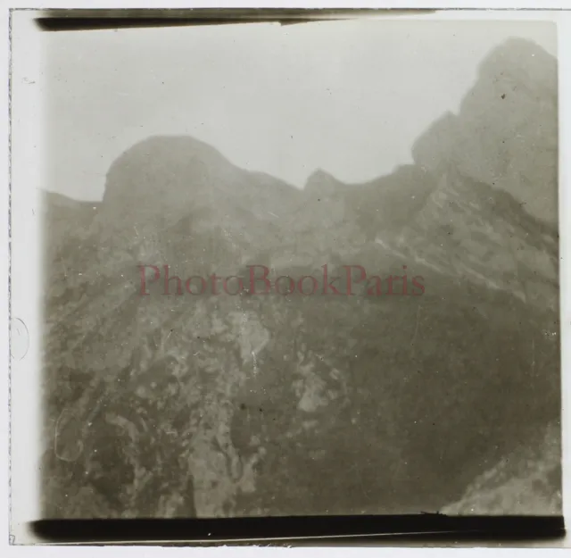 FRANCE Montagne Roc d'Enfer Pyrénées 1929 Photo Plaque de verre Stereo Vintage