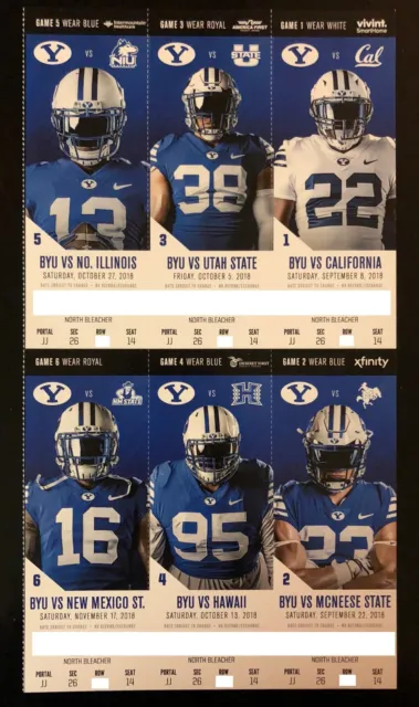 2018 BYU Cougars Football Collectible Ticket Stub - Choose Any Home Game