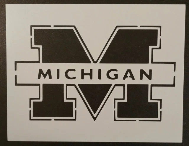 UNIVERSITY OF MICHIGAN Wolverines M 11 amazon-com-1-pcs-michigan-stencil-michigan-state-with-letter-m-stencils-for-painting-on-wood-glass-wall-rock-fabric-walls-canvas-glassware-letter-m-stencil-4x4-arts-crafts-sewing