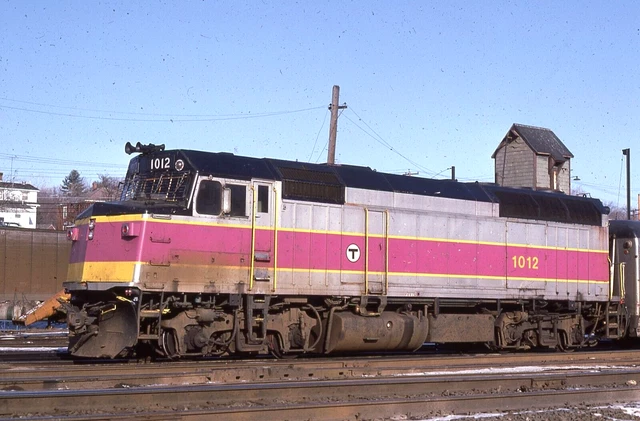 MBTA F40PH # 1012 @ Fitchburg, MA 3/04/1984
