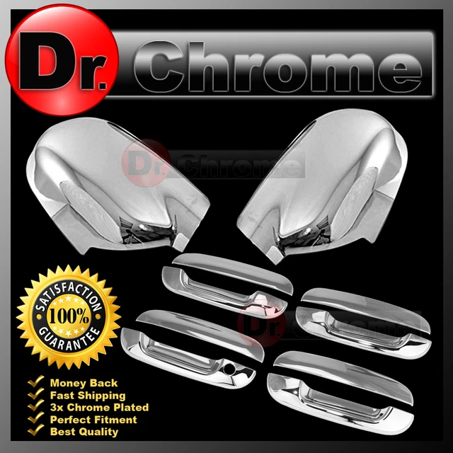 02-09 Chevy Trailblazer Chrome Mirror+4 Door Handle W/O PSG Keyhole Cover COMBO