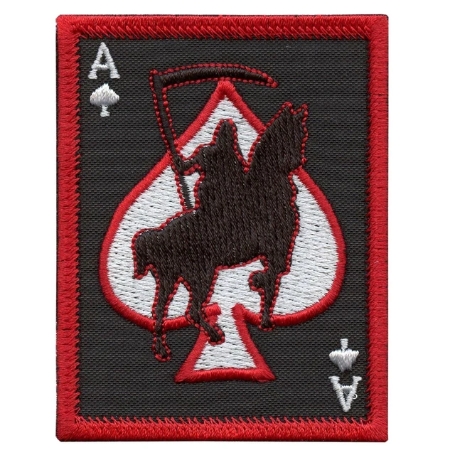 DEATH CARD ACE of spades grim reaper tactical morale touch fastener