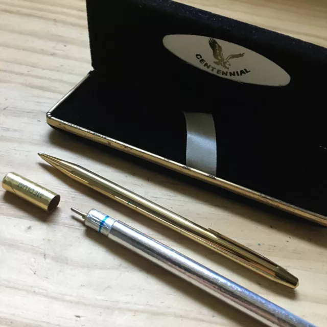 Vintage Gold Tone Centennial Ball Point Pen + One Medium Refill w/ Original Case