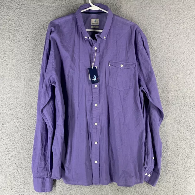 Johnnie-O Shirt Mens 2XL Purple Long Sleeve Pockets Brodie Surf Hanging Out