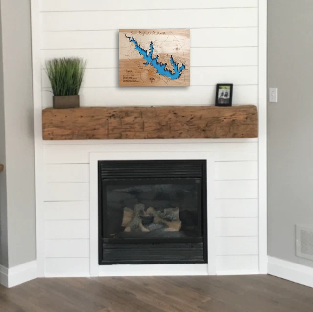 Sam Rayburn Reservoir, Texas - laser cut wood map | Wall Art | Made to Order