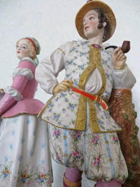 Antica coppia di statue in porcellana francese biscuit XIX secolo 3