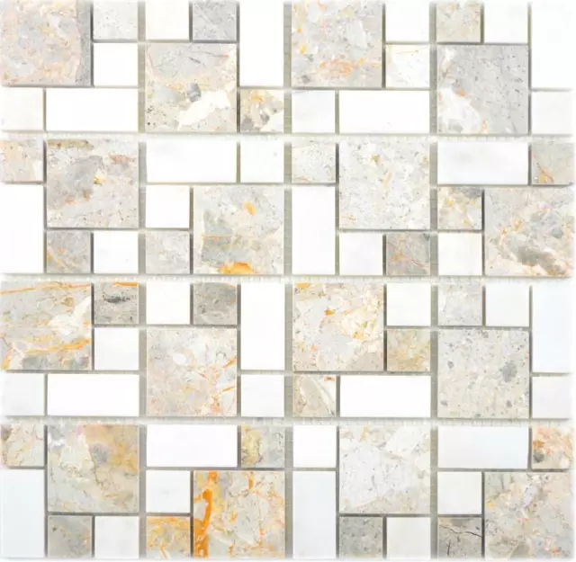 Mármol Mosaico Piedra Pared Cocina Baño Ducha Gris Claro Mix Baldosas de Espejo