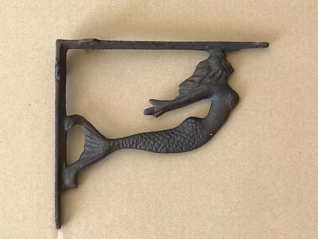 Cast Iron Mermaid Shelf / Corner / Wall Bracket Rustic Brown 19.5 x 17cm