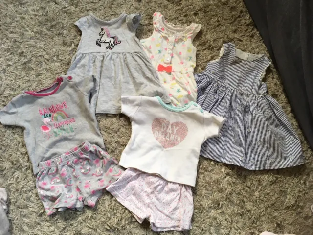 Primark Baby Girls Bundle 6-9 Months Daisy Dress Unicorn Flamingo Playsuit Pjs