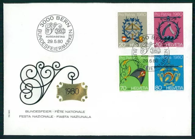 SCHWEIZ FDC 1980 PRO PATRIA HANDWERKER-SCHILDER BÄCKER MAURER BARBIER m4948