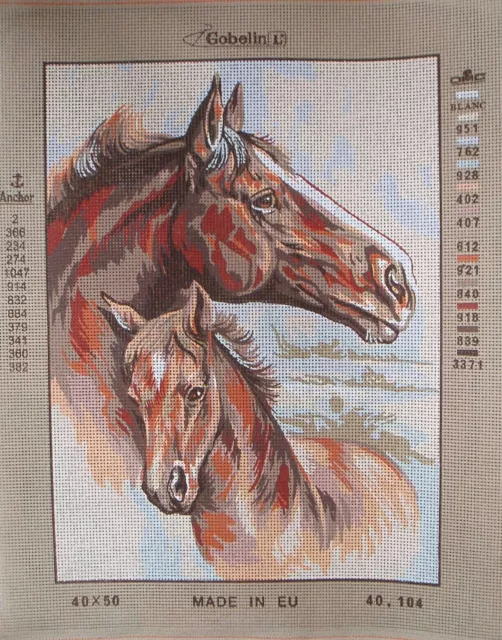 Gobelin needlepoint canvas 40.104 Mare and baby horse 12 x 15 inches