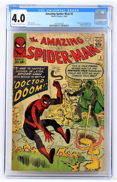 Amazing Spiderman #5 1963 Cgc 4.0 1St Doctor Doom Outside Fantastic Four