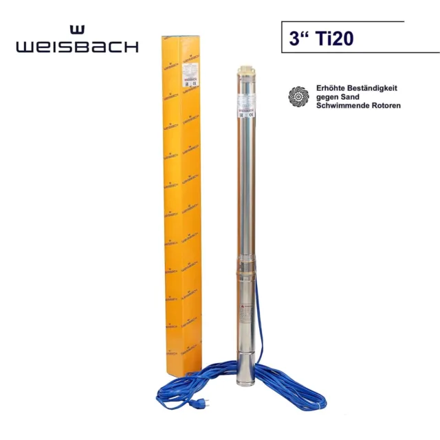 Pompa pozzi profondi 3" Weisbach TI20 0,55 kW 3000 l/h 8,2 bar compatibile con sabbia <5%