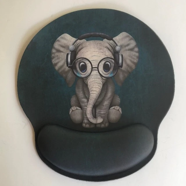 Ergonomic Round Elephant Mouse Pad with Wrist Pad Green NIB