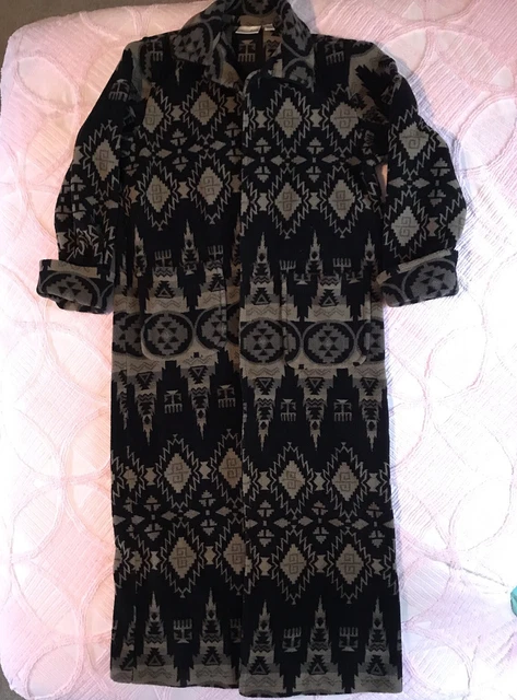 Chico Southwestern Duster Jacket Cowichan Black Fleece Aztec Jacket Women S/M