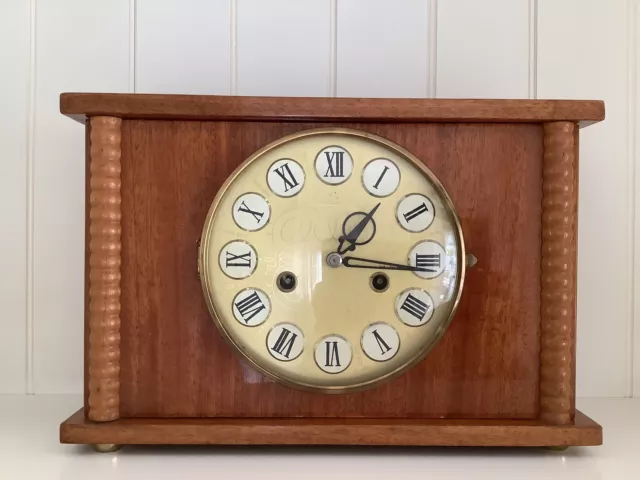 Vintage Cherry Wood Russian Chiming Mantle Clock