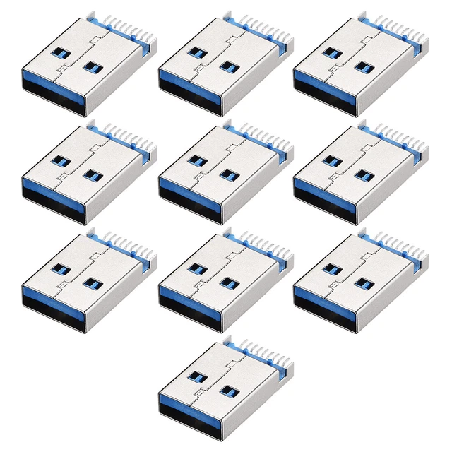 Conector mini pcb usb-am 3.0 jack macho 9 pin smt 180 grados 10 unids