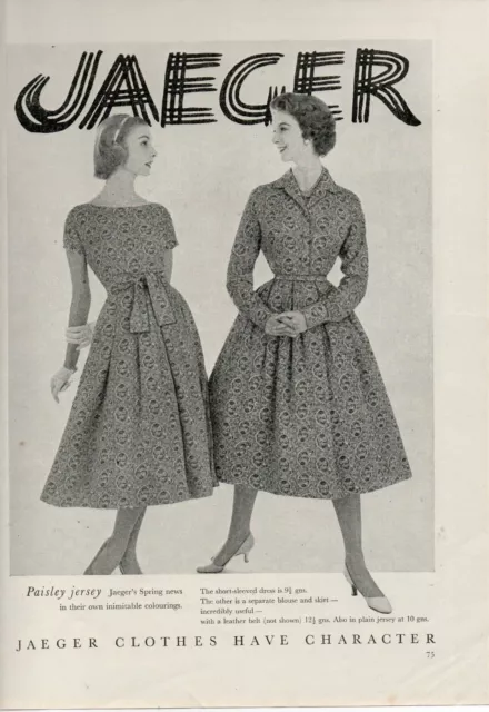 Jaeger Womens Dresses Large Original Illustrated Vintage Magazine Advert 1954