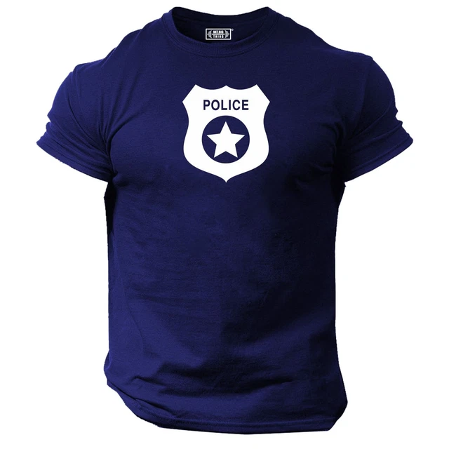 Police T Shirt Gym Clothing Bodybuilding Training Workout Exercise Fitness Top