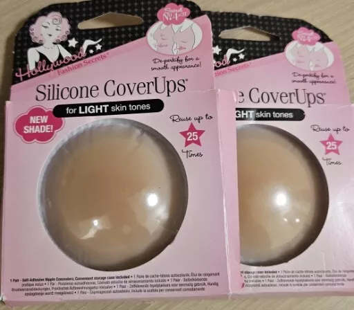 2 pack Hollywood Fashion Secrets Silicone Nipple CoverUps Light Skin Tone New