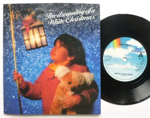 Bing Crosby White Christmas 7" MCA BC111 EX/EX 1980 Xmas card picture sleeve, Wh