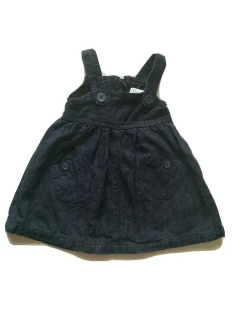 Vertbaudet Baby Girls Pinafore Dungarees Dress Age 6 Months. Lined, soft denim