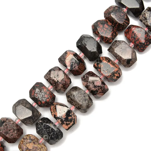Black Leopard Skin Jasper Faceted Nugget Chunk Beads 12x15-13x20mm 15.5'' Strand