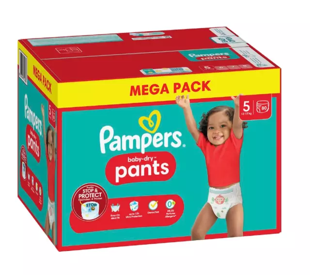 Mega Pack 80 couches PAMPERS "Baby Dry" Pants Taille 5 (12 à 17KG) Culottes Bébé