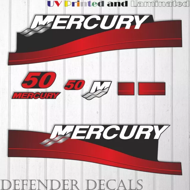 Mercury 50 HP Due tempi Tessuti Decalcomania Motore Adesivo Decalcomania Kit Riproduzione 50 HP