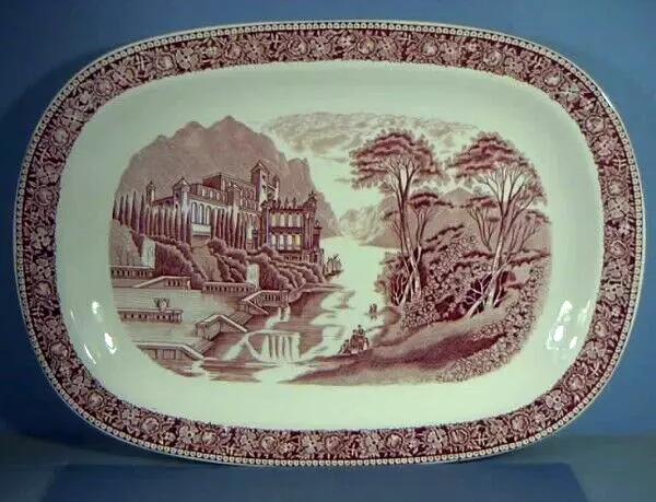 14.75" Platter, Pink And White, Cambridge, Old England Ironstone, Myott & Sons