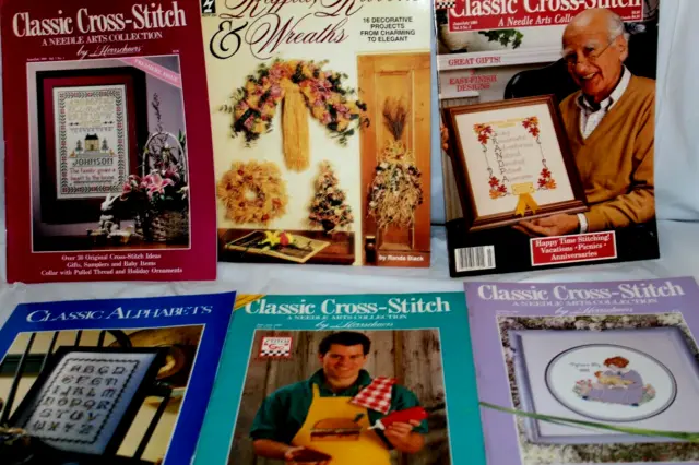 Lot of 5 Classic Cross-Stitch  Magazines Cross Stitch Pattern plus a craft book