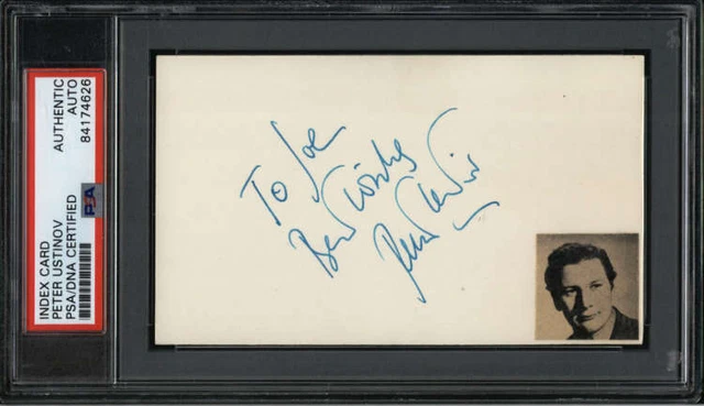 Peter Ustinov D.2004 Actor Spartacus Signed 3" x 5" Index Card  PSA/DNA