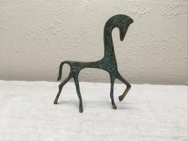 The Ancient Home Greek Horse Statue in Patinated Bronze Figurine 7.5"#40