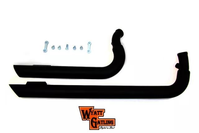 Wyatt Gatling Exhaust Drag Pipe Set Slash Cut Black fits Harley Davidson